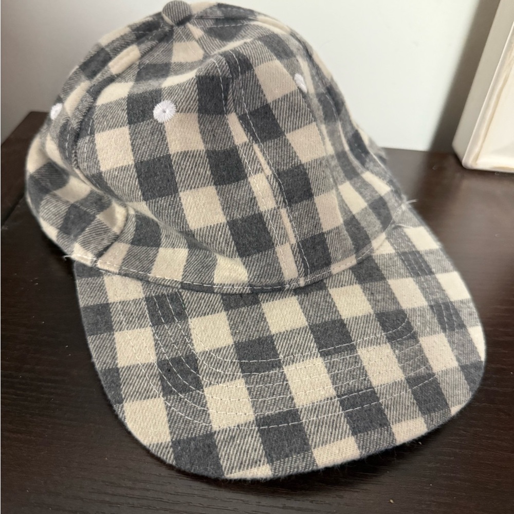 Plaid Black and Cream Hat